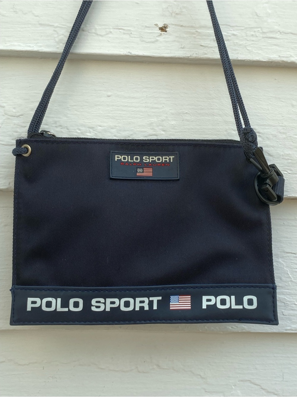 Rare VTG Polo Sport Ralph Lauren Nylon Crossbody Bag Pouch USA 🇺🇸 Flag